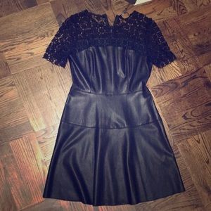 Zara pleather dress 3/4 lace sleeves
